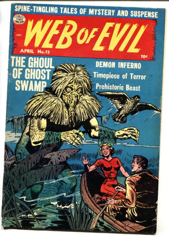 WEB OF EVIL #13-1954 Swamp Thing type monster-branding-satan