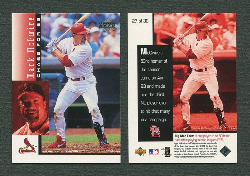 1998 Upperdeck Mark McGwire HR Commemorative Card / MINT