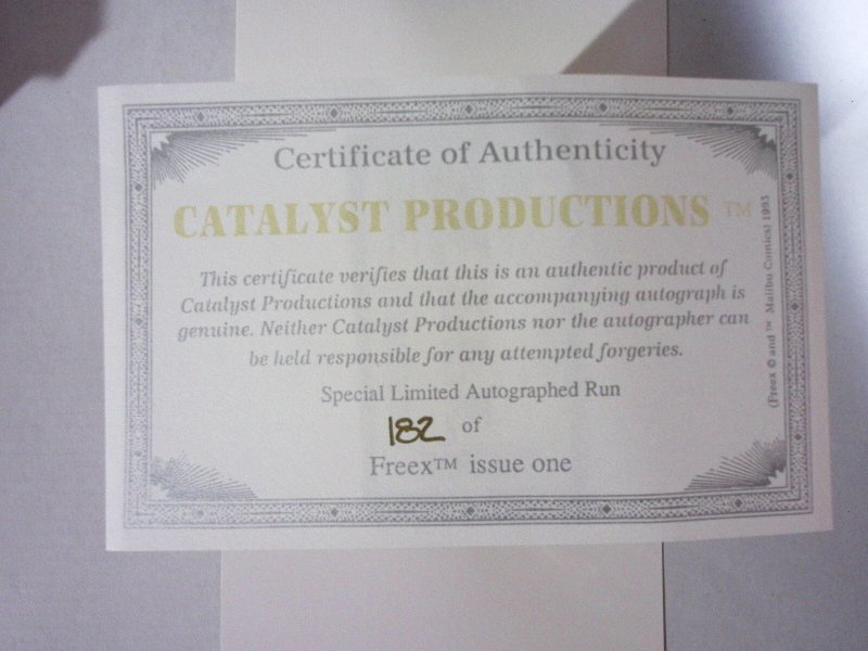 Freex #1 Signed  1993, Malibu  #182  Signed by Ben Herrera & COA Card Coupon