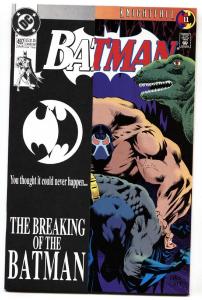 Batman #497 comic book 1993 -  Bane Breaking of Batman