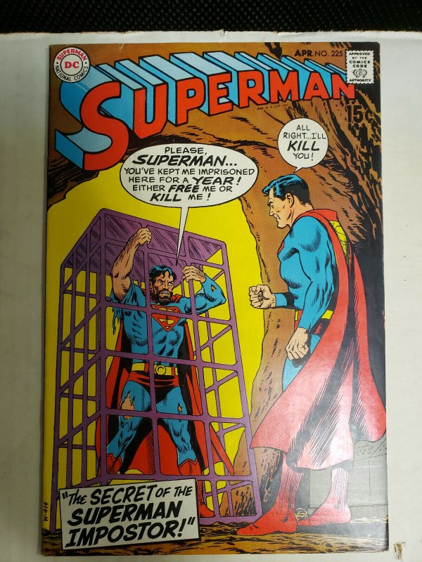 Superman Issue #225 (Fn) the Secret of the Superman Impostor! 1970 | Comic Books - Bronze Age, DC Comics, Superman, Superhero / HipComic Superman Issue #225 (Fn) the Secret of the Superman Impostor! 1970 | Comic Books - Bronze Age, DC Comics, Superman, Superhero / HipComic