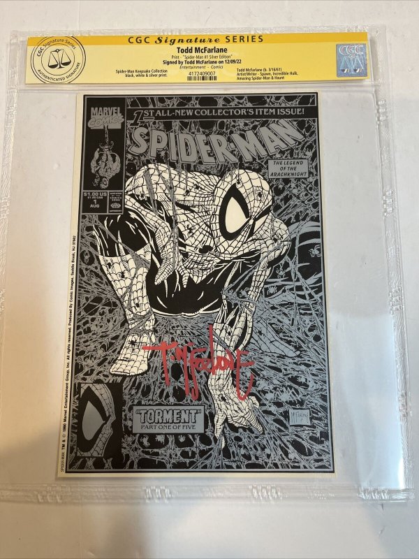 Spider-Man Keepsake (1990) # 1 (CGC SS) Silver Edition | Signed McFarlane