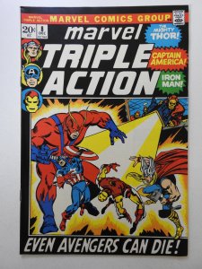 Marvel Triple Action #8  (1972) Even Avengers Can Die! Sharp Fine+ Condition!