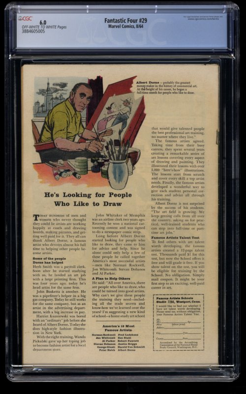 Fantastic Four #29 CGC FN 6.0 Off White to White Watcher Appearance!