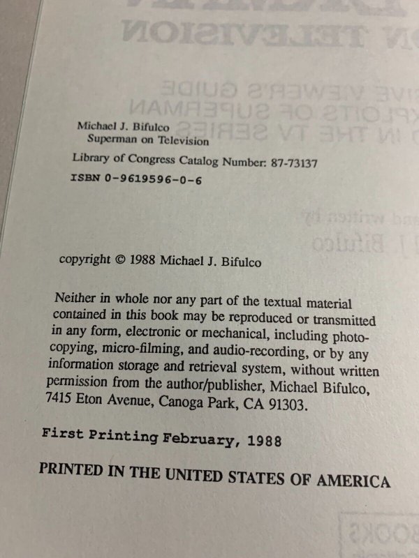 1988 SUPERMAN ON TELEVISION by Michael Bifulco SC VF 8.0 1st Printing 122pgs