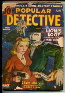 Popular Detective 6/1943-Thrilling-Scarecrow menace and Gun Moll cover-headli...