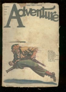 ADVENTURE PULP-MAR 10 1923-PEG LEG PIRATE COVER-SURDEZ-fair/good-RARE FR/G