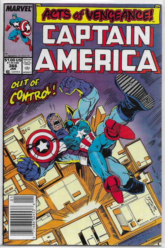 Captain America   vol. 1   #366 FN (Acts of Vengeance) Gruenwald/Lim