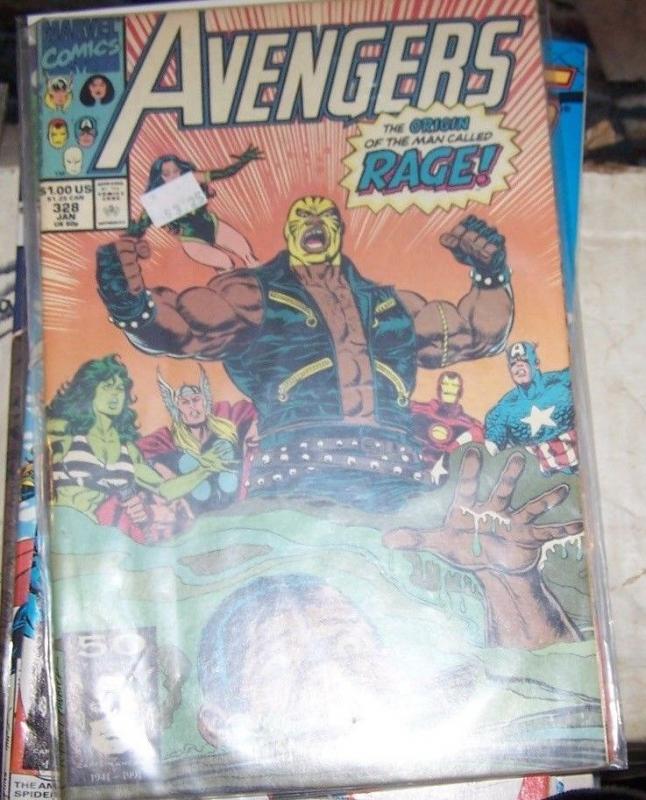 Avengers # 328 (Jan 1991, Marvel) rage thor she hulk vision ironman cap