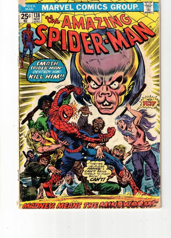 The Amazing Spider-Man #138 (1974) GD+ Affordable-Grade 1st Mind-Worm Wow!
