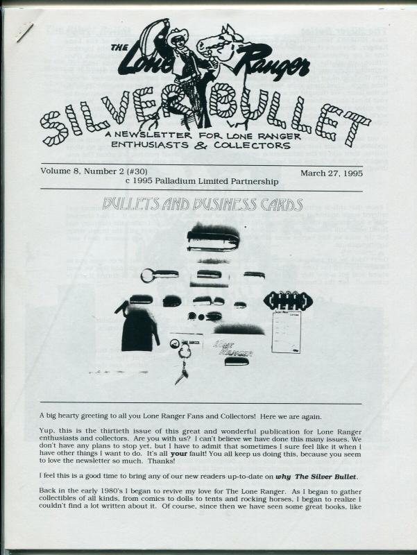 Lone Ranger Silver Bullet Newsletter #30 3/1995-Xerox format-limited printing-FN
