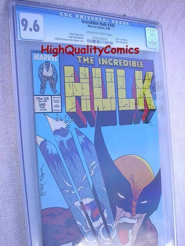 INCREDIBLE HULK #340, vs Wolverine, CGC = 9.6, 1988, NM+, Todd McFarlane