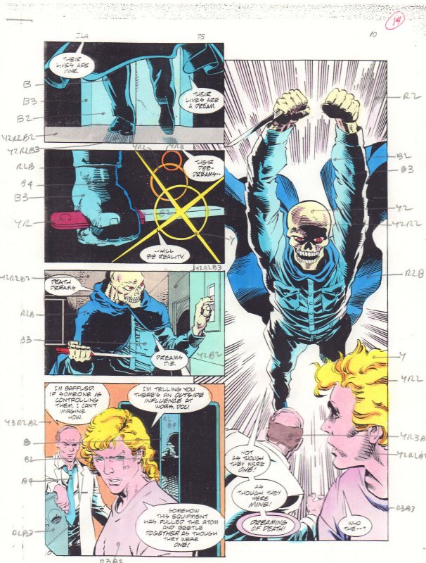 JLA #75 p.10 Color Guide Art Neil Gaiman's Sandman Dr Destiny 1993 Gene D'Angelo