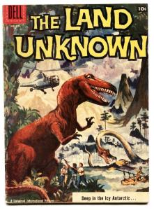 LAND UNKNOWN #845 1957-DELL-FOUR COLOR MOVIE ED-DINOSAURS-ALEX TOTH-vg