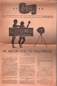 MS. #1 1940-early underground newspaper-spicy films-censorship-1st issue-G