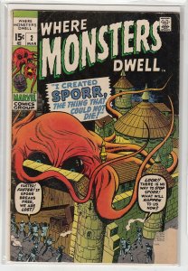 WHERE MONSTERS DWELL (1970 MARVEL) #2 FAIR/GOOD -04615