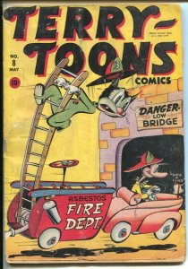 Terry-Toons #8 1943-Timely-Fire fighters parody cover-fire engine-Gandy Goose...