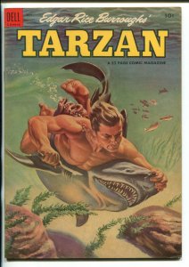 TARZAN #56 -1954-DELL-BURROUGHS-JESSE MARSH-RUSS MANNING-SHARK COVER-fn