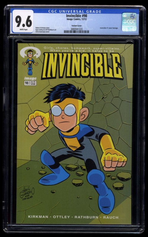 Invincible #98 CGC NM+ 9.6 White Pages Giarusso Variant #1 Homage