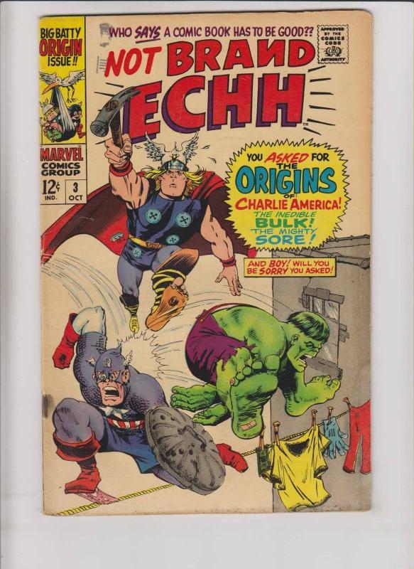 Not Brand Echh #3 VG stan lee - jack kirby - avengers spoof - thor - hulk 1967