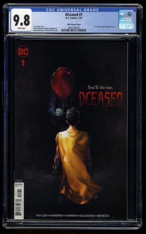 DCeased #1 CGC NM/M 9.8 White Pages Putri Variant IT Movie Homage