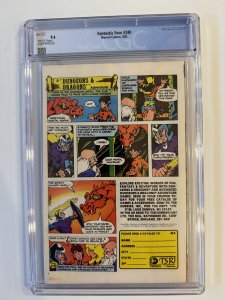 Fantastic Four #240 CGC 9.6 -  Marvel Comics Quicksilver Crystal Luna (1982)