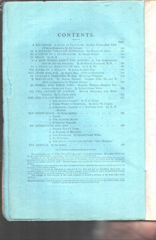 The Galaxy 8/1868-Fantasy cover-One of the earliest of the pulp format magazi...