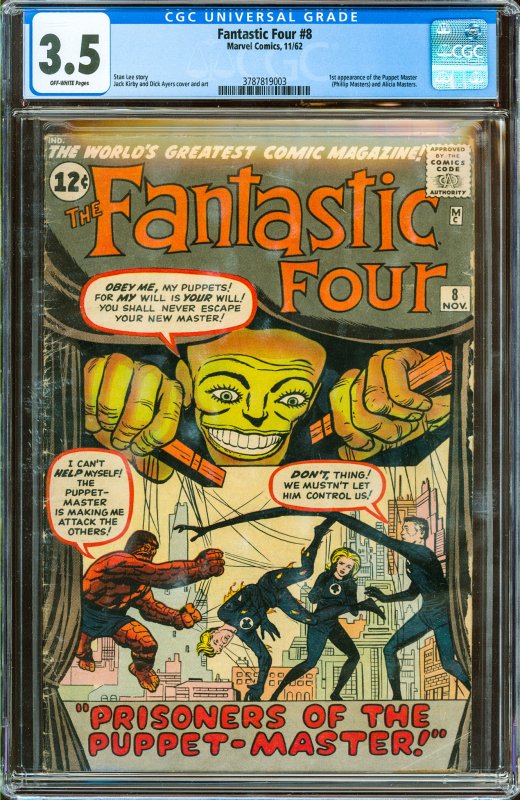Fantastic Four #8 (1962) CGC Graded 3.5 - 1st Alicia Masters