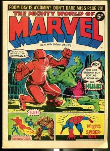 MIGHTY WORLD OF MARVEL #14 1973-SPIDER-MAN-HULK-FANTASTIC FOUR-KIRBY-UK COMIC FN