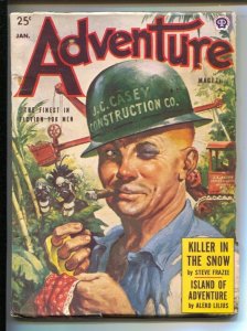 Adventure 1/1953-Popular-Jungle construction cover by Charles Dye-End of run ...