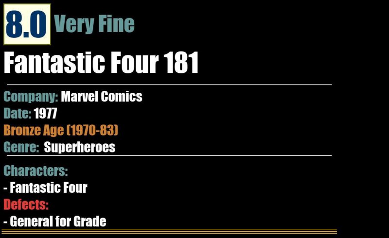 Fantastic Four 181 (1977) VF 8.0 Bronze Age Marvel Comics