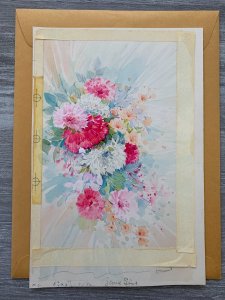 THINKING OF YOU Pink and White Flowers 7x11 Greeting Card Art 7592