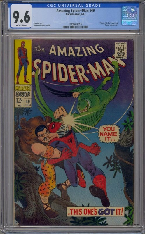 AMAZING SPIDER-MAN #49 CGC 9.6 VULTURE KRAVEN THE HUNTER 