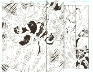 Trinity #49 pgs.2&3 - Krona vs. DC Heroes DPS - 2009 art by Mark Bagley 