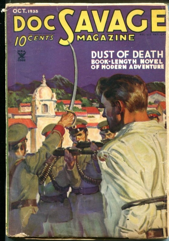 Doc Savage Pulp October 1935- Baumhofer cover- Dust of Death G