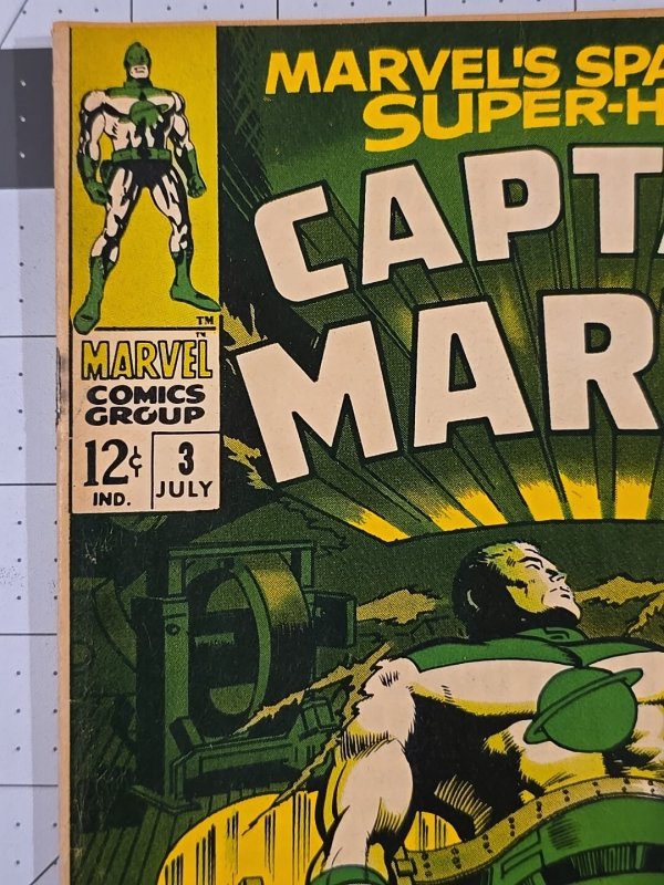 Captain Marvel #3 - Marvel Comics Silver Age 1968 Super Skrull Appearance