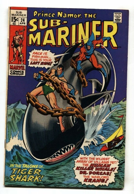 Sub-mariner #24 1970- Tiger Shark- Marvel comic book FN