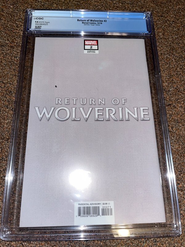 Return of Wolverine 2 (2018), Dell'Otto Virgin Variant Cover, CGC Graded 9.8