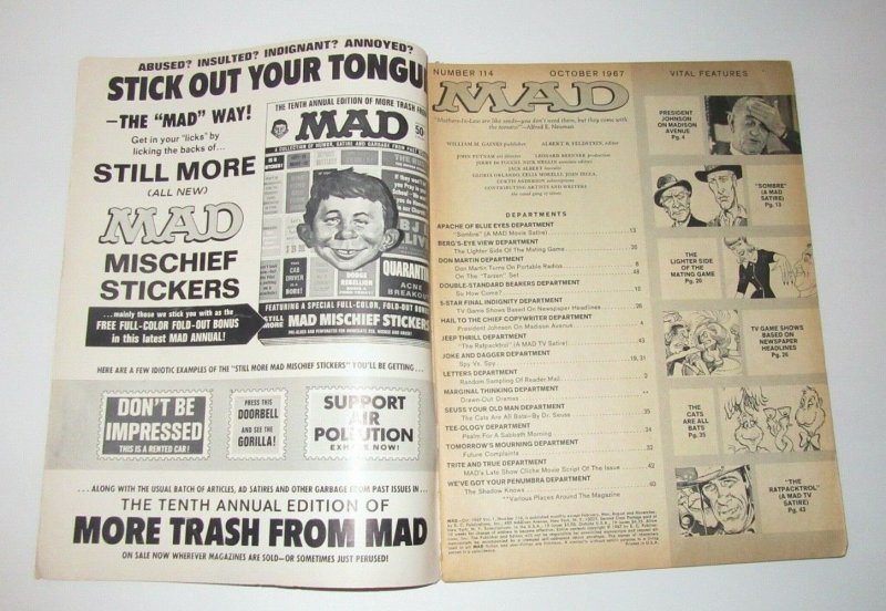 Mad Magazine #114 Norman Mingo Cover October 1967 EC Publications VG