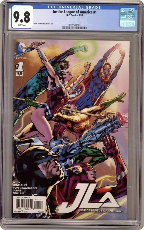 Justice League of America #1 DC 2015 CGC 9.8 Bryan Hitch Top Census Grade