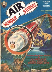 PULP:  Air Wonder Stories 10/1929-Gernsback-Frank R Paul-sci-fi pulp thrills-vg