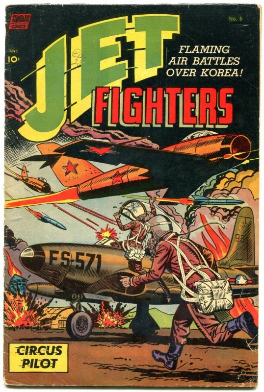 Jet Fighters #6 1953-KOREAN WAR-VIOLENT PARACHUTE COVER G/VG