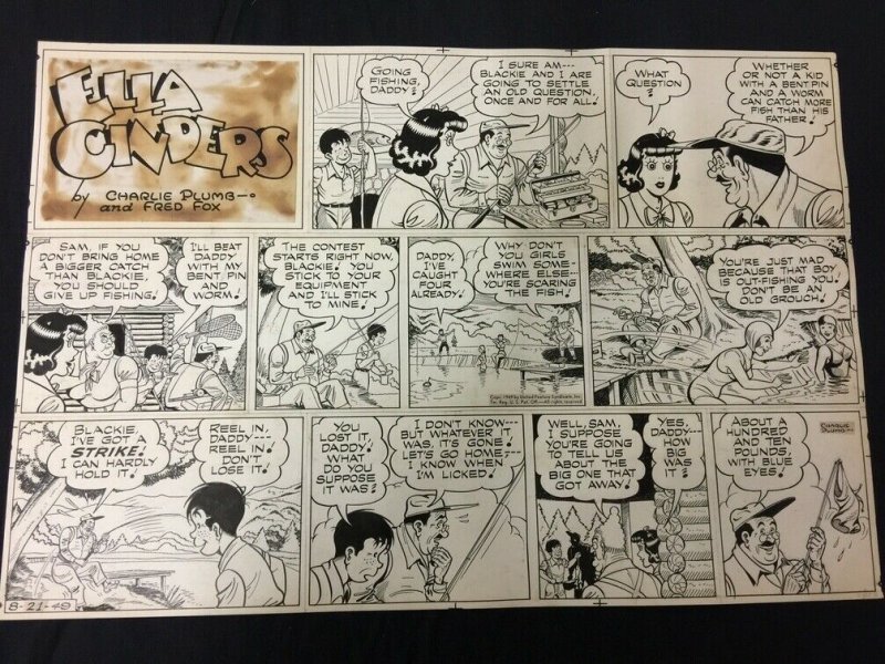 Ella Cinders Sunday Newspaper Original Comic Strip Art  August 21 1949