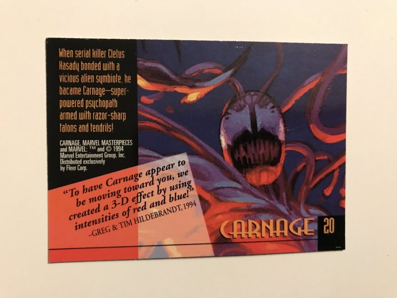 CARNAGE #20 card : 1994 Marvel Masterpieces, NM; Hilderbrandt art