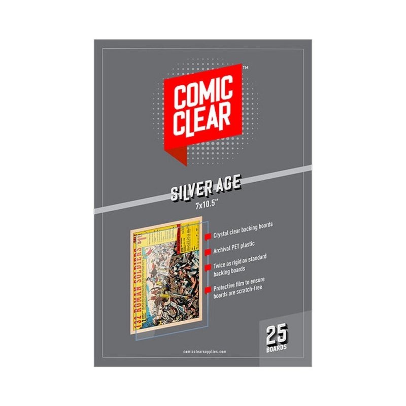 Comic Clear Silver-Age Transparent Backing Boards (25 Pack)