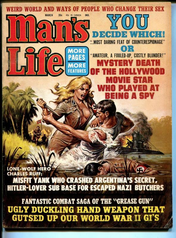 Man's Life 3/1965-Nazi butchers-cheesecake-pin-up girls-WWII-pulp violence-FN