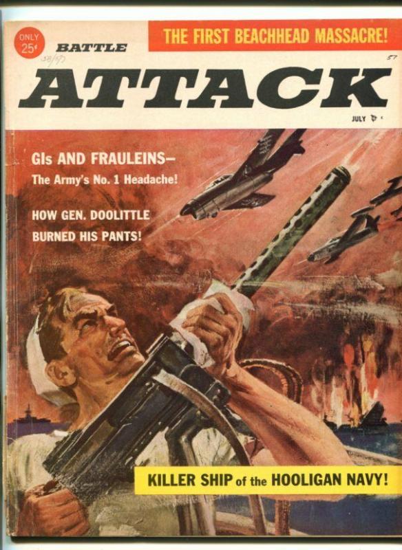 BATTLE ATTACK- JULY 1957-MACHINE GUNNER-SGT BILKO-PULP FICTION-vg