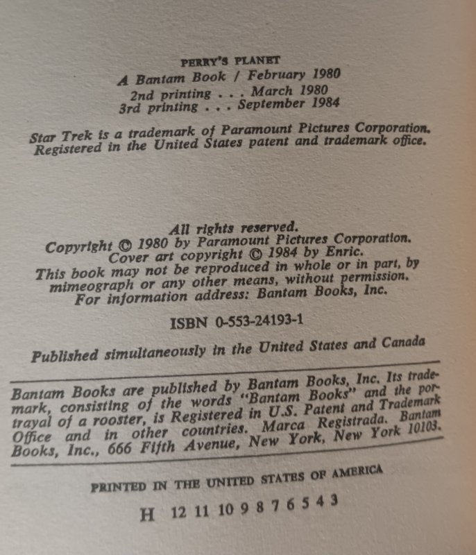 PERRYS PLANET | STAR TREK ADVENTURES #13 (1984) JACK C HALDEMAN | THIRD PRINTING