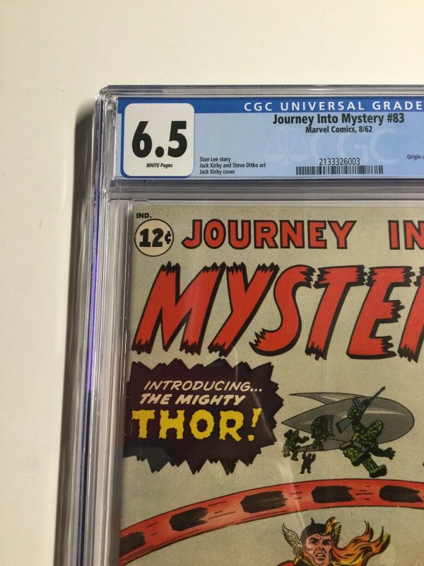 Journey Into Mystery 83 Cgc 6.5 White Pages Marvel Silver Age 1st App Thor