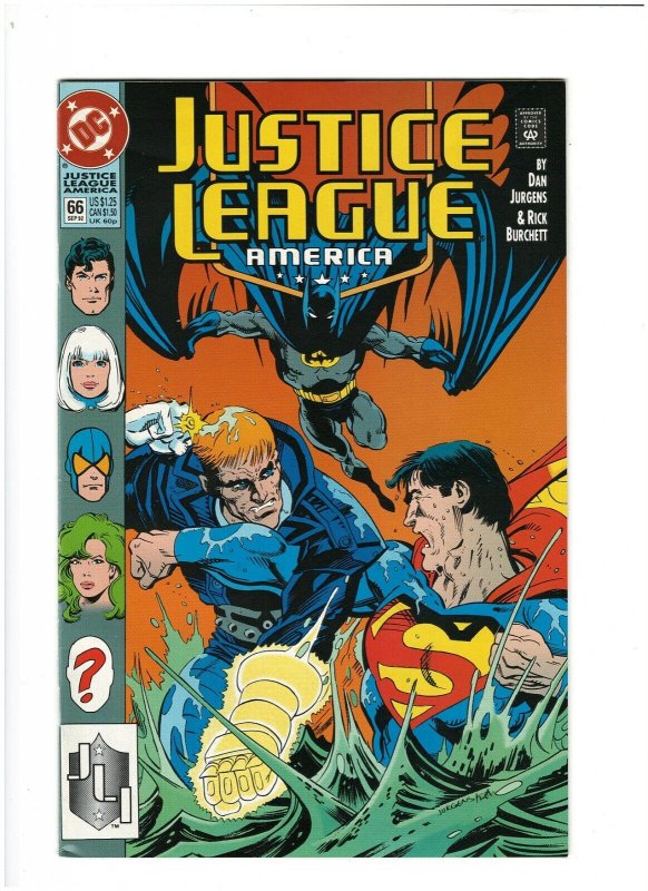 Justice League America #66 VF+ 8.5 DC Comics 1992 Batman,Superman